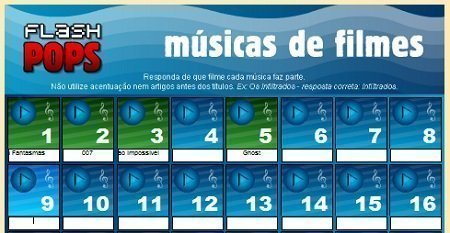 Respostas do Flash Pops Músicas de filmes 1