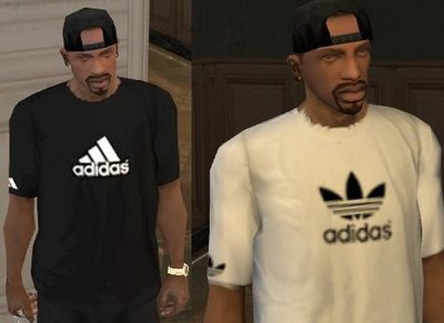 CJ usando roupas da Adidas no GTA