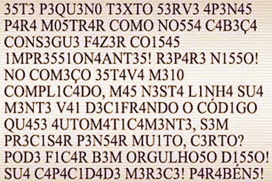Mensagens codificadas com letras e números
