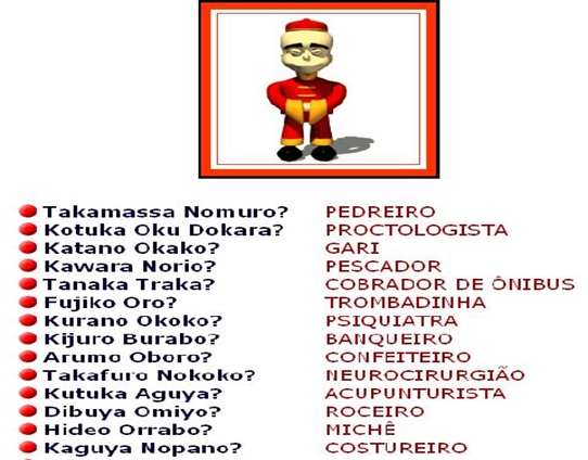 Nomes japoneses engraçados para profissões