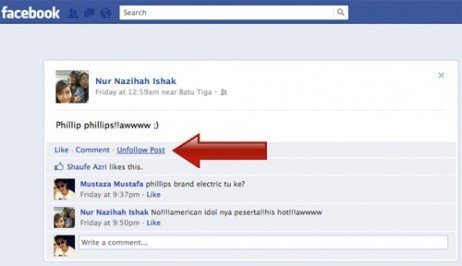 Deixar de seguir postagem no Facebook