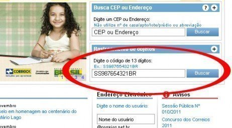 Rastreamento de encomendas nos correios