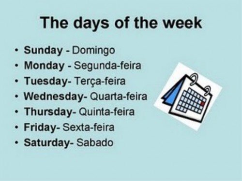 Dias da semana em inglês - Palpite Digital