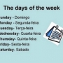 Dias da semana em inglês